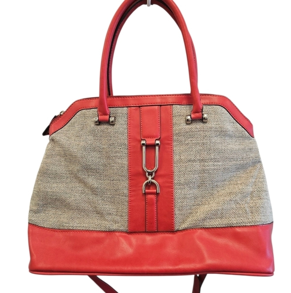London Fog Pink And Khaki Canvas Purse